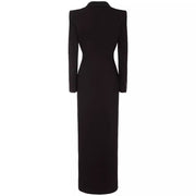 Elegant One Button Long Slim Black Suit Large Coat