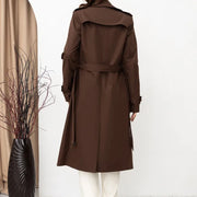 Double Breasted Women's Dust Coat Classic British Style Lace-up