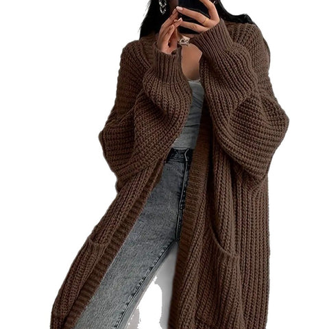 Long Sweater Coat Loose Long-sleeved Knitted Cardigan